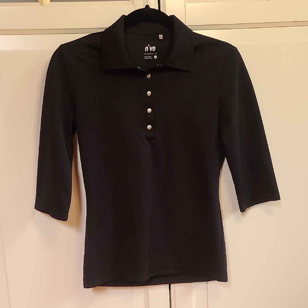 N'vo Black Polo Button Women's Top